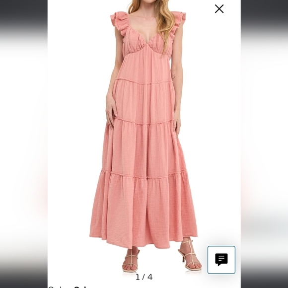 FREE THE ROSE Elegant Pink Sleeveless Dress,Sise XS - Picture 4 of 8